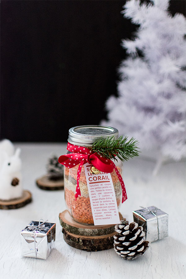 Recette de Noël, Cadeau gourmand : soupe de lentilles corail en bocal {DIY}